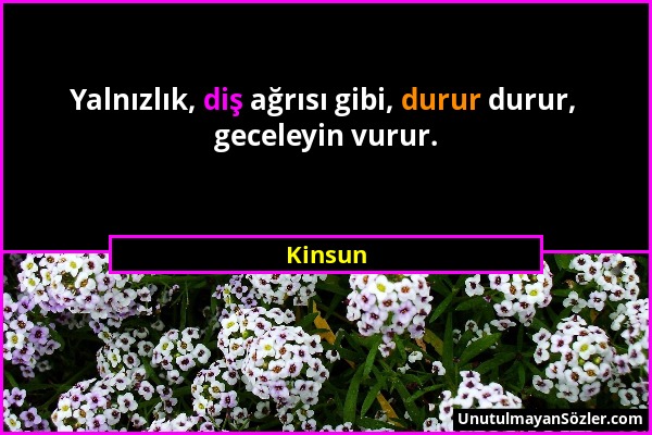 Kinsun - Yalnızlık, diş ağrısı gibi, durur durur, geceleyin vurur....