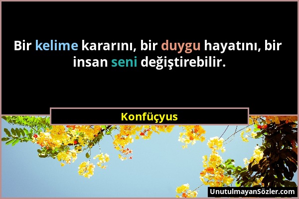 Konfüçyus - Bir kelime kararını, bir duygu hayatını, bir insan seni değiştirebilir....