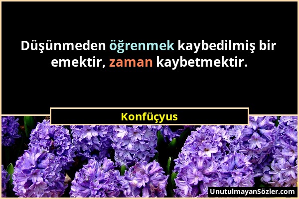 Konfüçyus - Düşünmeden öğrenmek kaybedilmiş bir emektir, zaman kaybetmektir....