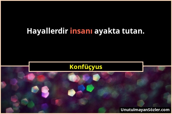 Konfüçyus - Hayallerdir insanı ayakta tutan....