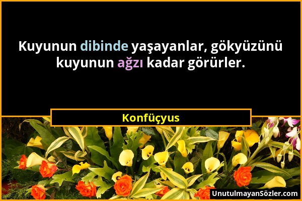 Konfüçyus - Kuyunun dibinde yaşayanlar, gökyüzünü kuyunun ağzı kadar görürler....