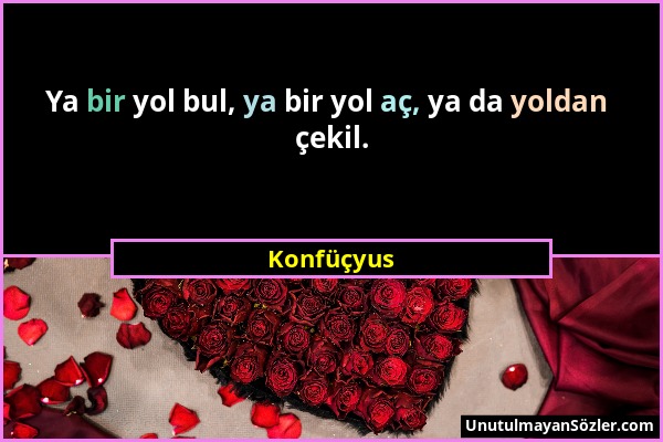 Konfüçyus - Ya bir yol bul, ya bir yol aç, ya da yoldan çekil....