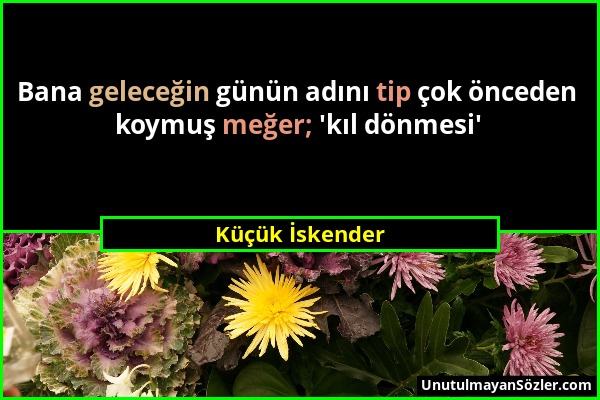 Küçük İskender - Bana geleceğin günün adını tip çok önceden koymuş meğer; 'kıl dönmesi'...