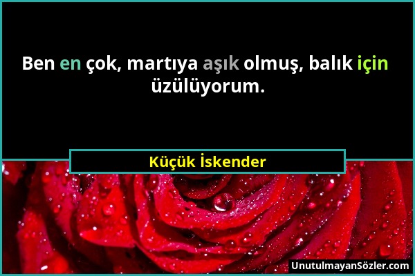 Küçük İskender - Ben en çok, martıya aşık olmuş, balık için üzülüyorum....