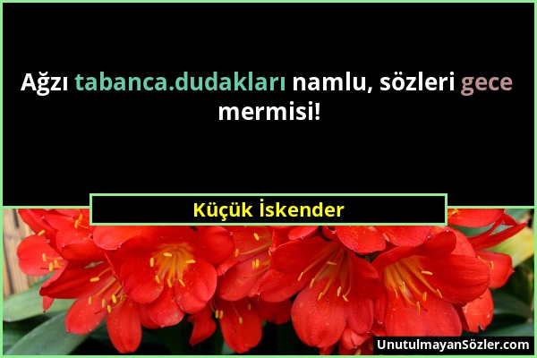 Küçük İskender - Ağzı tabanca.dudakları namlu, sözleri gece mermisi!...