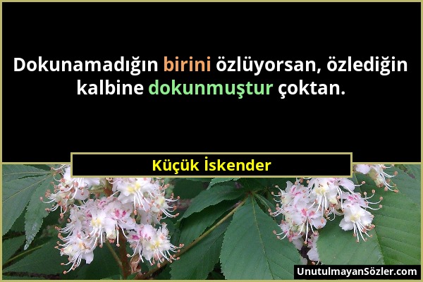 Küçük İskender - Dokunamadığın birini özlüyorsan, özlediğin kalbine dokunmuştur çoktan....