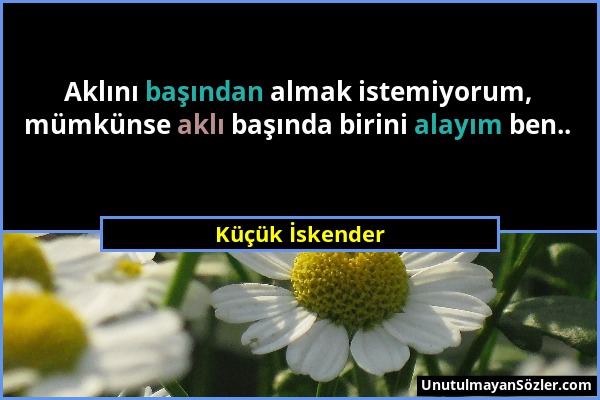 Küçük İskender - Aklını başından almak istemiyorum, mümkünse aklı başında birini alayım ben.....