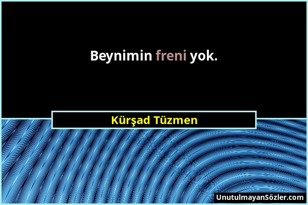 Kürşad Tüzmen - Beynimin freni yok....