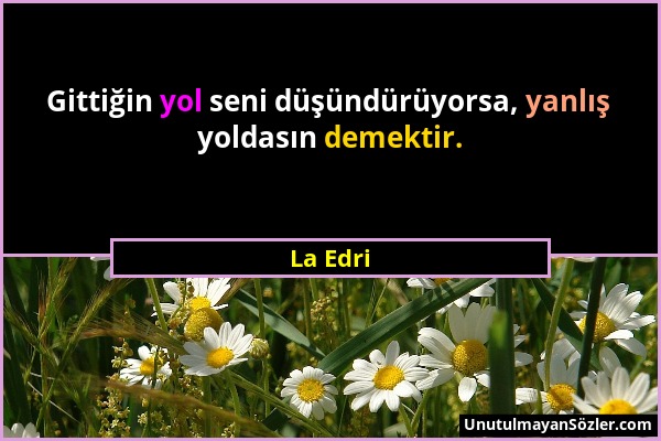 La Edri - Gittiğin yol seni düşündürüyorsa, yanlış yoldasın demektir....