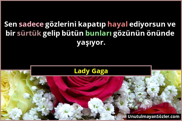 Lady Gaga - Sen sadece gözlerini kapatıp hayal ediyorsun ve bir sürtük gelip bütün bunları gözünün önünde yaşıyor....
