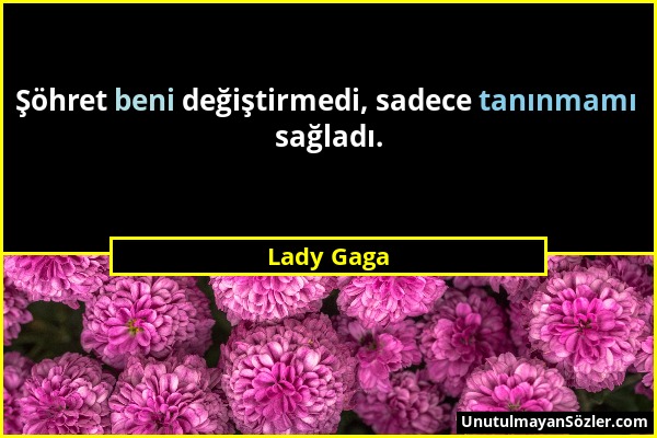 Lady Gaga - Şöhret beni değiştirmedi, sadece tanınmamı sağladı....