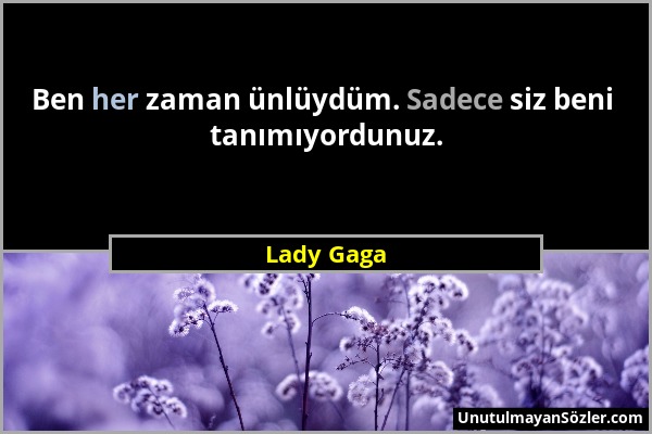 Lady Gaga - Ben her zaman ünlüydüm. Sadece siz beni tanımıyordunuz....