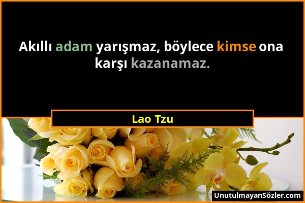 Lao Tzu - Akıllı adam yarışmaz, böylece kimse ona karşı kazanamaz....