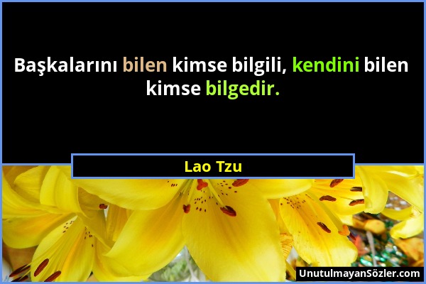 Lao Tzu - Başkalarını bilen kimse bilgili, kendini bilen kimse bilgedir....