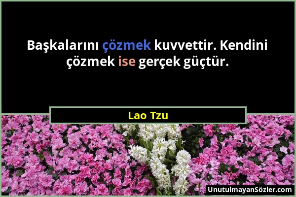 Lao Tzu - Başkalarını çözmek kuvvettir. Kendini çözmek ise gerçek güçtür....