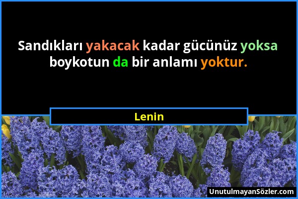 Lenin - Sandıkları yakacak kadar gücünüz yoksa boykotun da bir anlamı yoktur....