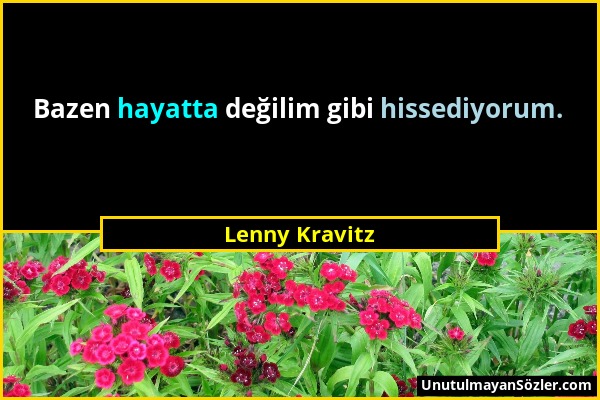 Lenny Kravitz - Bazen hayatta değilim gibi hissediyorum....