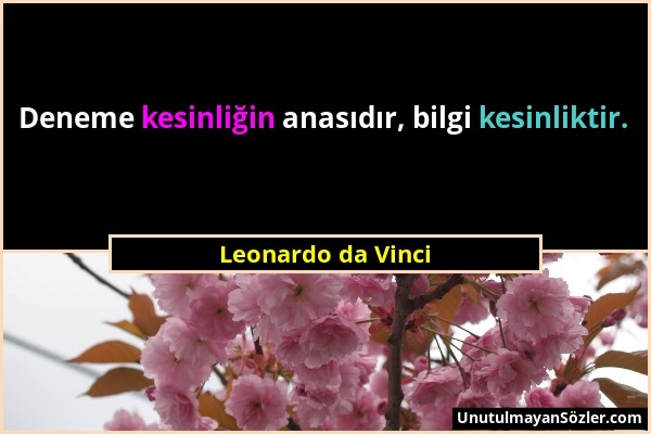 Leonardo da Vinci - Deneme kesinliğin anasıdır, bilgi kesinliktir....