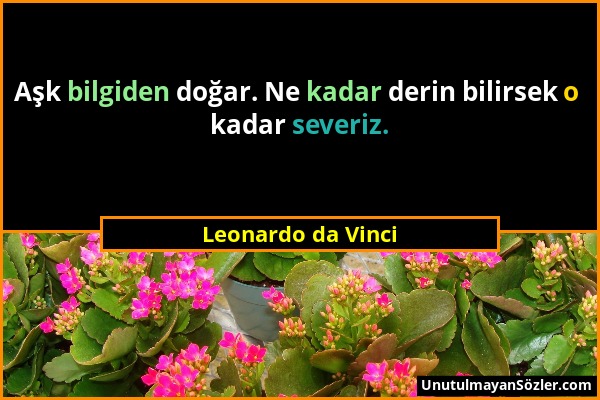 Leonardo da Vinci - Aşk bilgiden doğar. Ne kadar derin bilirsek o kadar severiz....