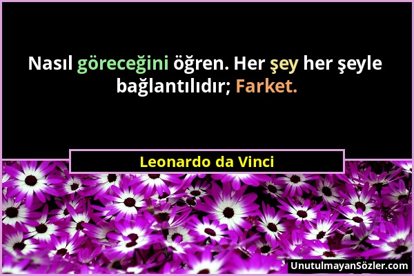 Leonardo da Vinci - Nasıl göreceğini öğren. Her şey her şeyle bağlantılıdır; Farket....