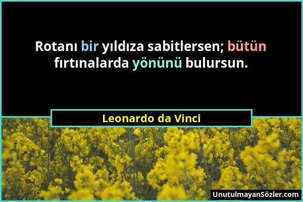 Leonardo da Vinci - Rotanı bir yıldıza sabitlersen; bütün fırtınalarda yönünü bulursun....