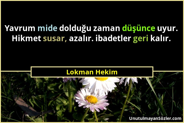 Lokman Hekim - Yavrum mide dolduğu zaman düşünce uyur. Hikmet susar, azalır. ibadetler geri kalır....