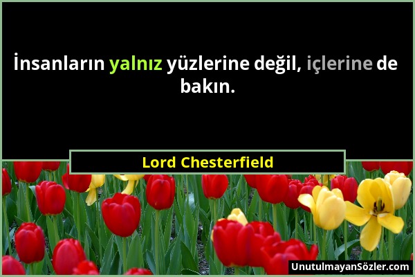 Lord Chesterfield - İnsanların yalnız yüzlerine değil, içlerine de bakın....