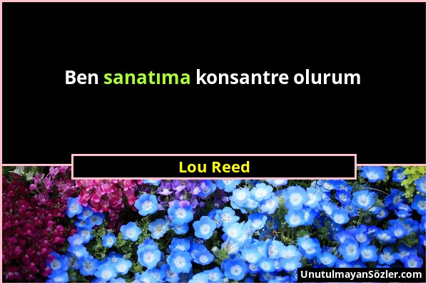 Lou Reed - Ben sanatıma konsantre olurum...