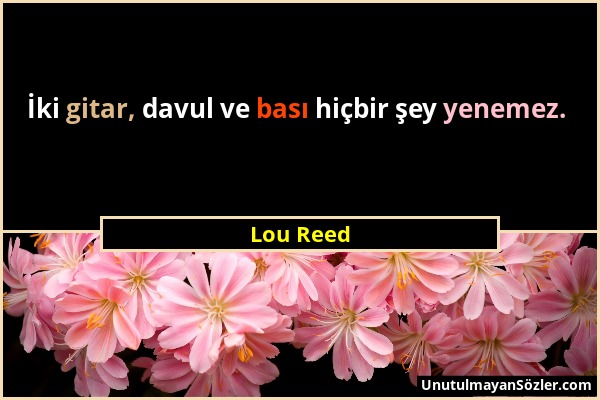 Lou Reed - İki gitar, davul ve bası hiçbir şey yenemez....