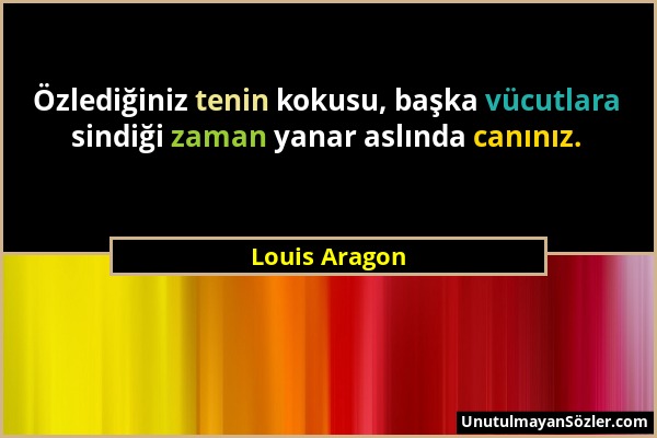 Louis Aragon - Özlediğiniz tenin kokusu, başka vücutlara sindiği zaman yanar aslında canınız....