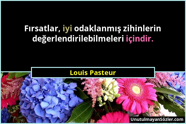 Louis Pasteur - Fırsatlar, iyi odaklanmış zihinlerin değerlendirilebilmeleri içindir....