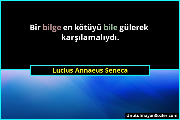 Lucius Annaeus Seneca - Bir bilge en kötüyü bile gülerek karşılamalıydı....