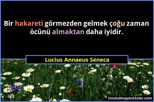 Lucius Annaeus Seneca - Bir hakareti görmezden gelmek çoğu zaman öcünü almaktan daha iyidir....