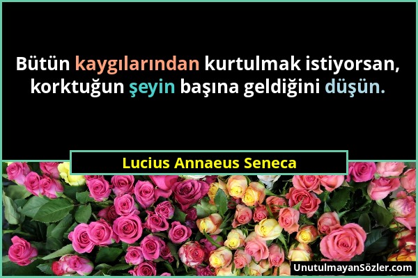 Lucius Annaeus Seneca - Bütün kaygılarından kurtulmak istiyorsan, korktuğun şeyin başına geldiğini düşün....