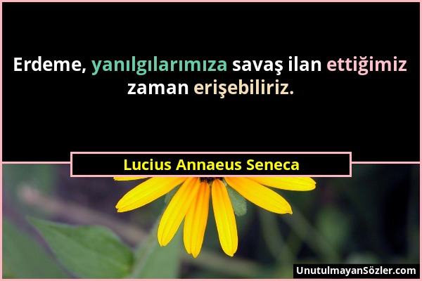 Lucius Annaeus Seneca - Erdeme, yanılgılarımıza savaş ilan ettiğimiz zaman erişebiliriz....