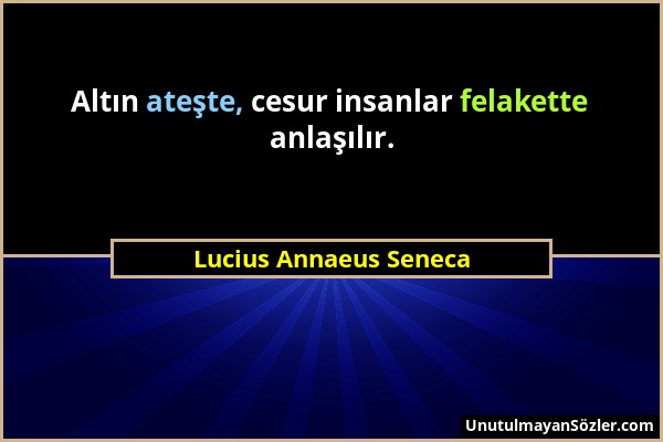 Lucius Annaeus Seneca - Altın ateşte, cesur insanlar felakette anlaşılır....
