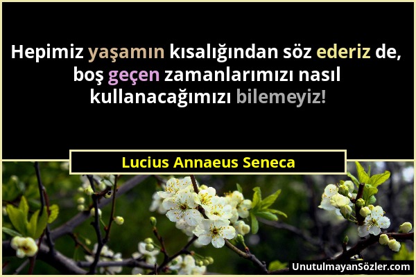 Lucius Annaeus Seneca - Hepimiz yaşamın kısalığından söz ederiz de, boş geçen zamanlarımızı nasıl kullanacağımızı bilemeyiz!...