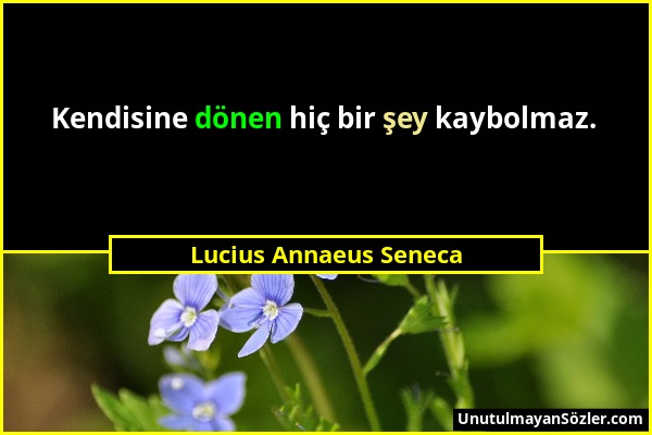 Lucius Annaeus Seneca - Kendisine dönen hiç bir şey kaybolmaz....