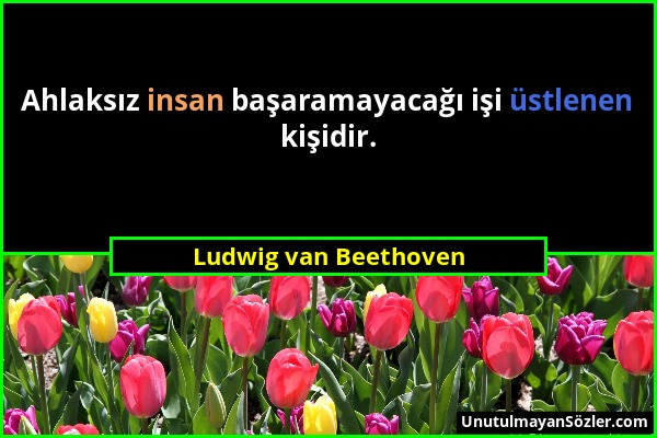 Ludwig van Beethoven - Ahlaksız insan başaramayacağı işi üstlenen kişidir....