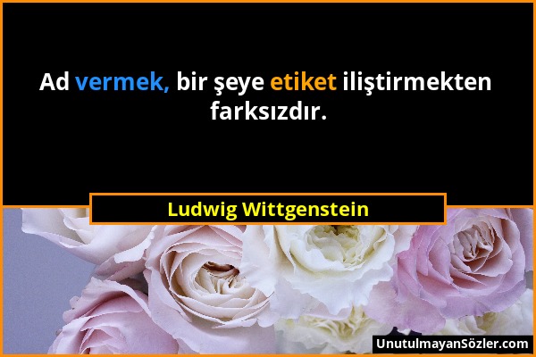 Ludwig Wittgenstein - Ad vermek, bir şeye etiket iliştirmekten farksızdır....