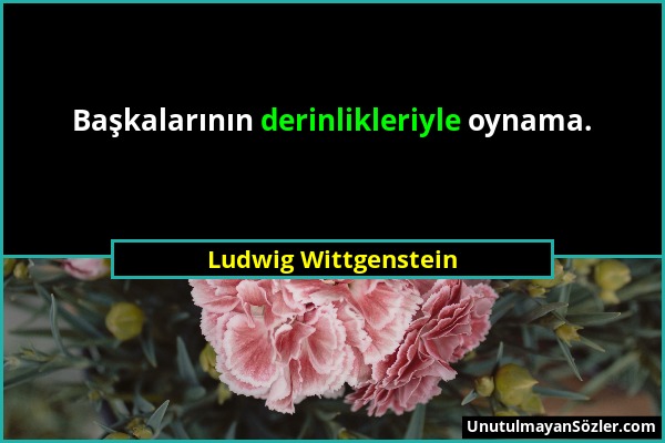 Ludwig Wittgenstein - Başkalarının derinlikleriyle oynama....