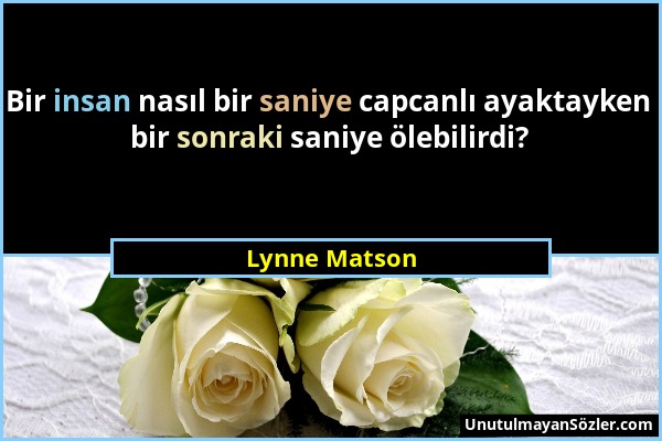 Lynne Matson - Bir insan nasıl bir saniye capcanlı ayaktayken bir sonraki saniye ölebilirdi?...