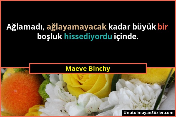 Maeve Binchy - Ağlamadı, ağlayamayacak kadar büyük bir boşluk hissediyordu içinde....