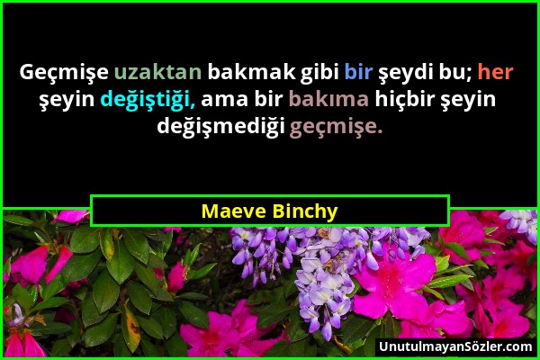 Maeve Binchy - Geçmişe uzaktan bakmak gibi bir şeydi bu; her şeyin değiştiği, ama bir bakıma hiçbir şeyin değişmediği geçmişe....