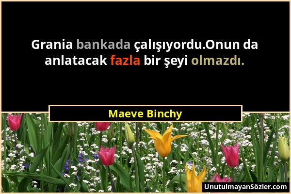 Maeve Binchy - Grania bankada çalışıyordu.Onun da anlatacak fazla bir şeyi olmazdı....