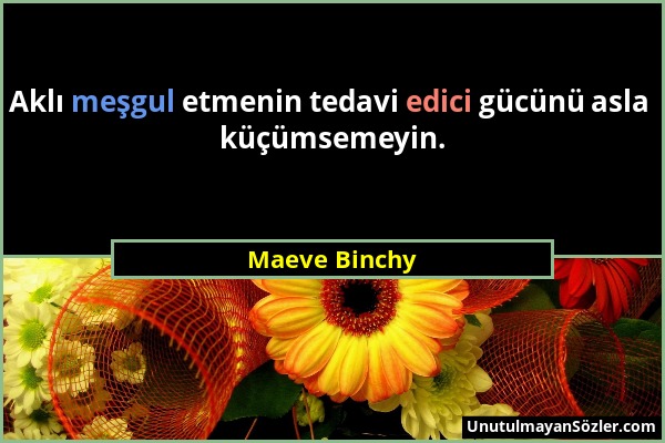 Maeve Binchy - Aklı meşgul etmenin tedavi edici gücünü asla küçümsemeyin....