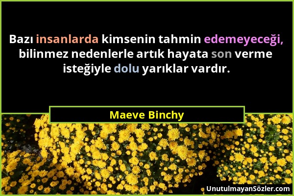 Maeve Binchy - Bazı insanlarda kimsenin tahmin edemeyeceği, bilinmez nedenlerle artık hayata son verme isteğiyle dolu yarıklar vardır....