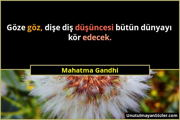 Mahatma Gandhi - Göze göz, dişe diş düşüncesi bütün dünyayı kör edecek....