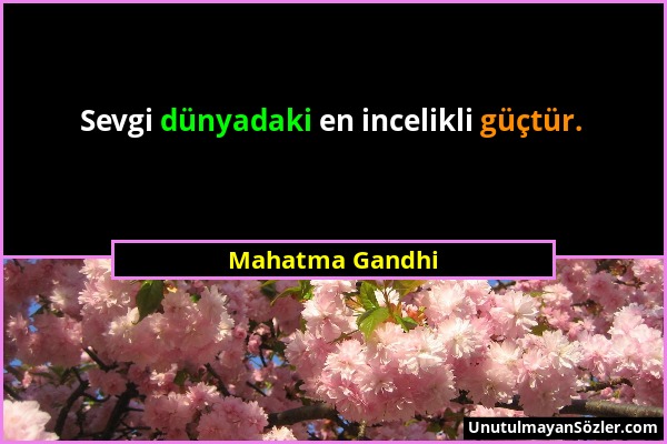 Mahatma Gandhi - Sevgi dünyadaki en incelikli güçtür....