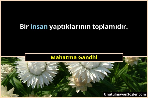 Mahatma Gandhi - Bir insan yaptıklarının toplamıdır....